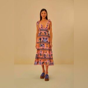 Farm Rio Seashell Tapestry Pink Midi Dress (NWT)